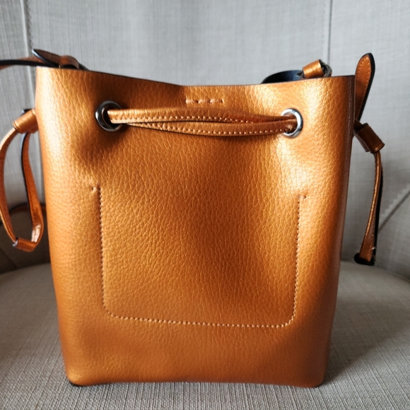 Coach Metallic Orange Leather Drawstring Crossbody - Picture 7 of 15